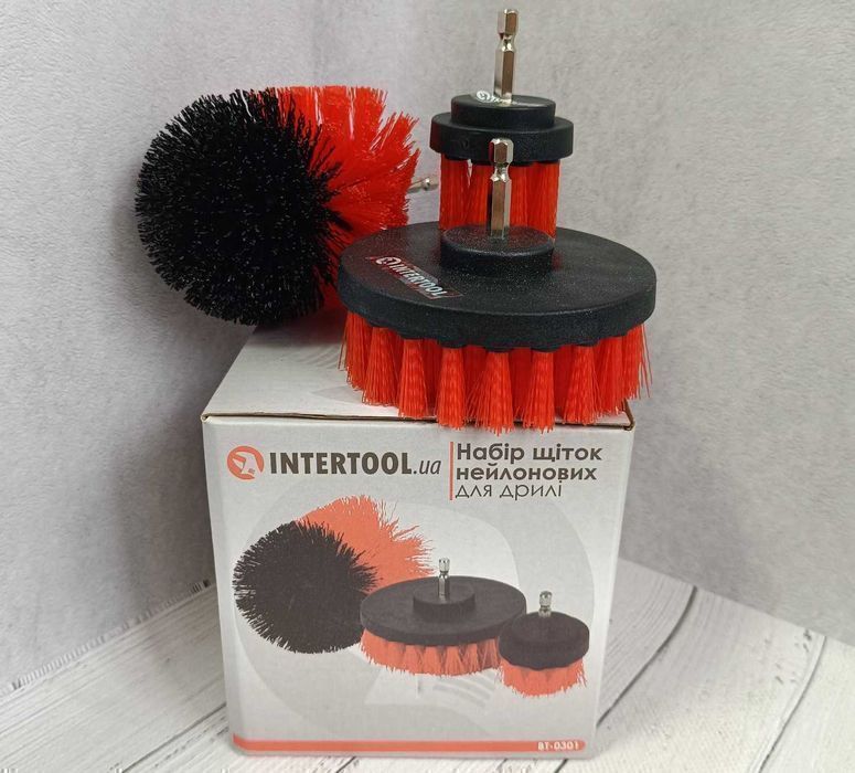 Набор щеток нейлоновых для дрели, 5, 8, 10см INTERTOOL BT-0301