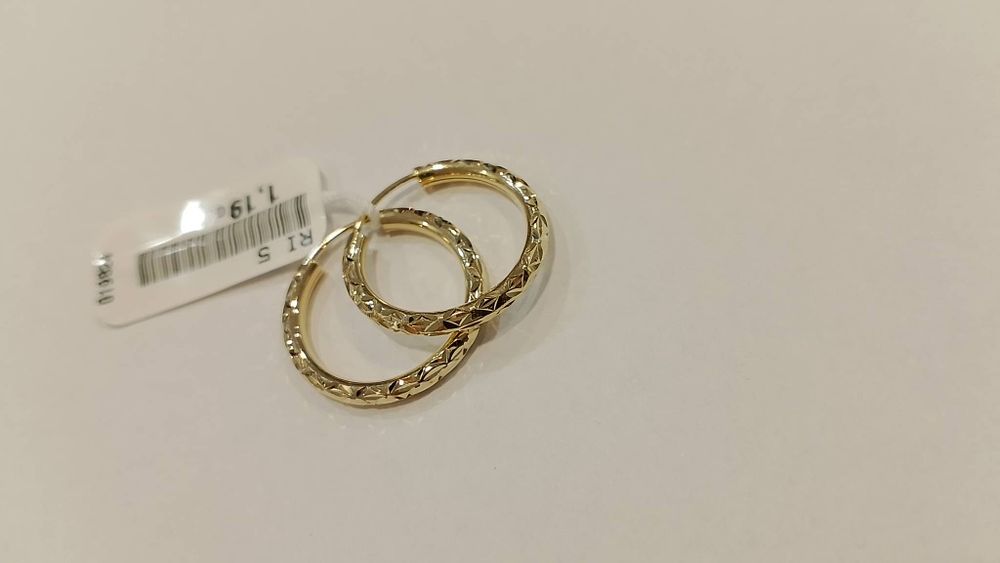 Kolczyki kółka złote pr 585 2cm diamentowane
