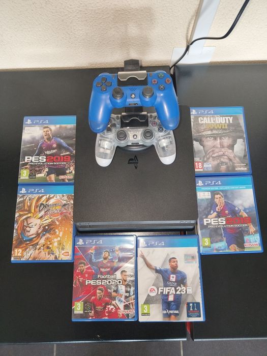 Ps 4 Slim 1Tb com 2 Comandos e Jogos