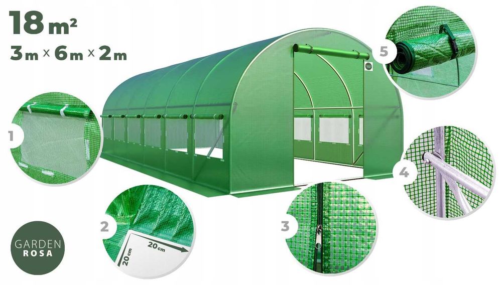Теплиця 3*6, трьохшарова плівка, металевий каркас 18м2