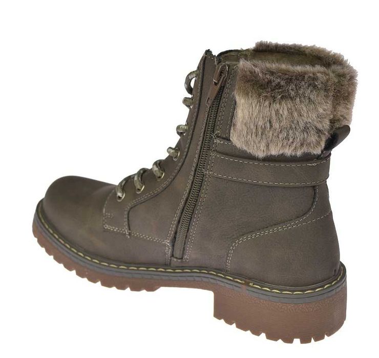 Botki damskie ocieplane glany na zamek trapery B-3-1344 szare rozm. 37