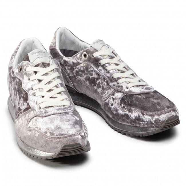 Pepe Jeans adidasy welur srebrne brokat piękne nowe design 37