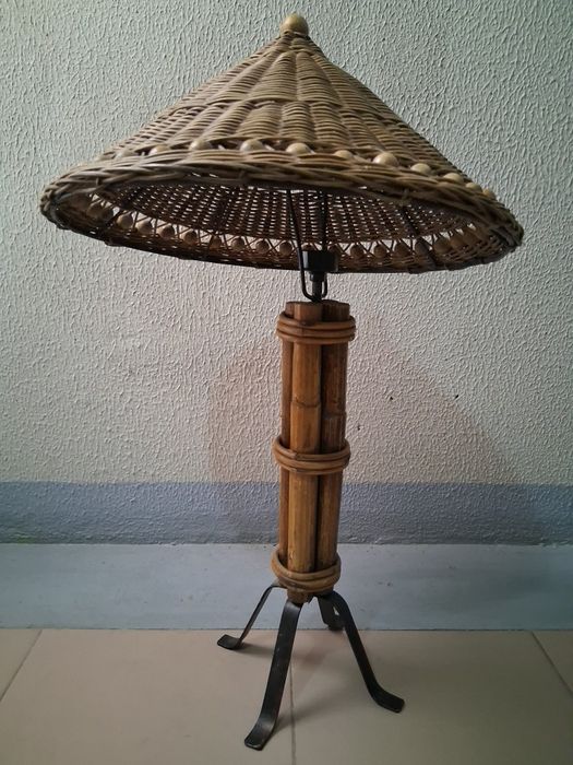 Candeeiro de Mesa em Bambu - VINTAGE