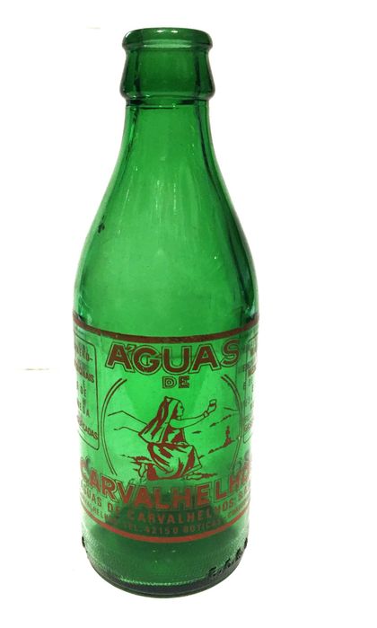 Garrafa antiga da Água de Carvalhelhos - Pirogravada - verde