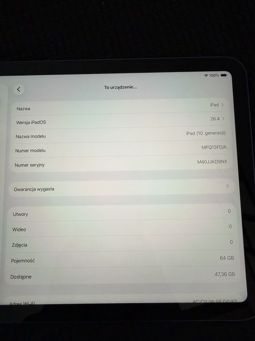 iPad 10 gen 64GB – idealny stan, jak nowy!