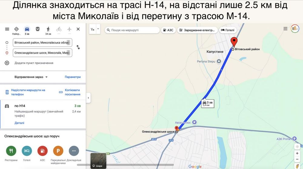 Продається ділянка для розміщення АЗС з пакетом документів