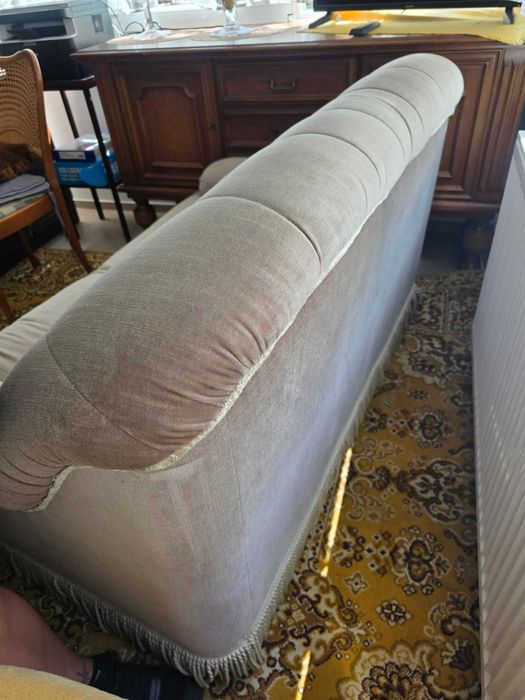 Sofa dwuosobowa, ciemny beż/jasny brąz, tapicerowany tył