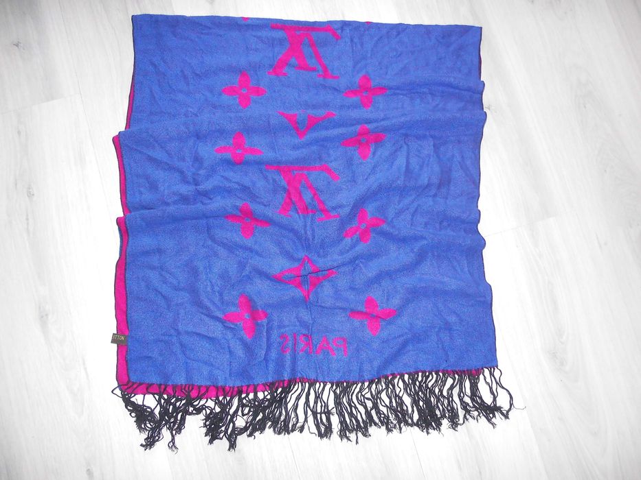 Louis Vuitton Paris Logo Chusta Szal apaszka Wełna BDB