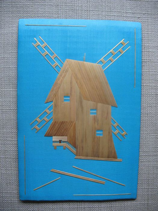 obraz ze słomy , czasy PRL    27x19cm