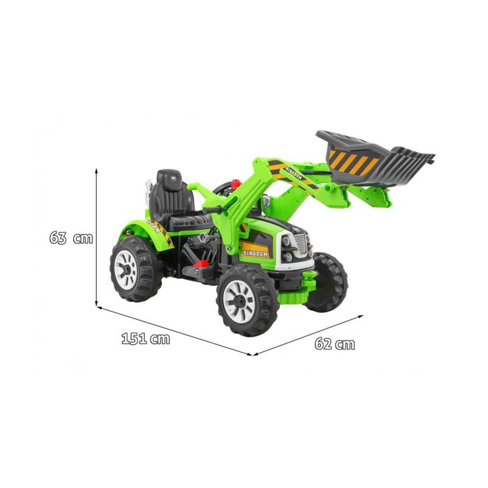 Spychacz na akumulator dla dzieci Traktor  + Ruchoma łyżka + Trąbka
