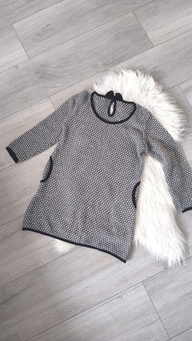 Sweter damski sweterek biało szary M 38 L 40 tunika