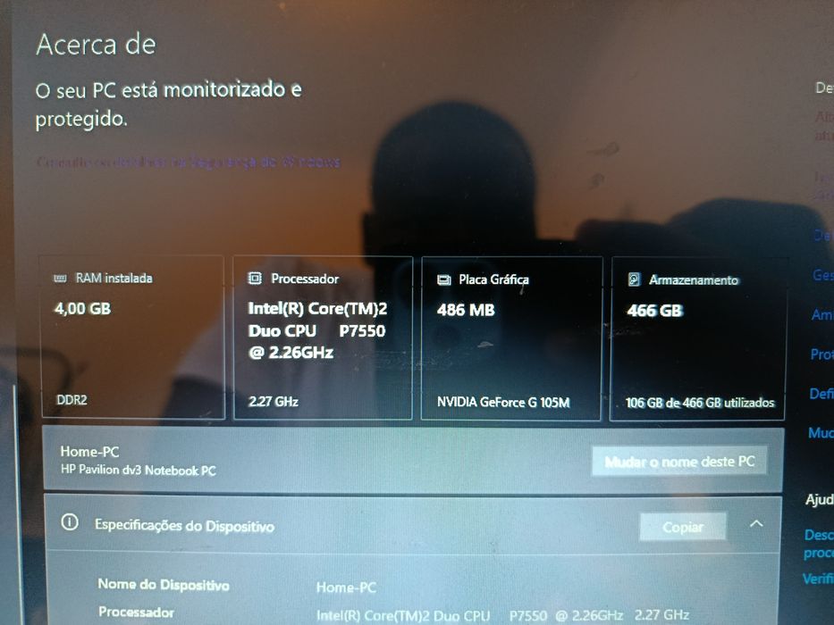 Portátil HP pavilion 4gb RAM 500gb HD