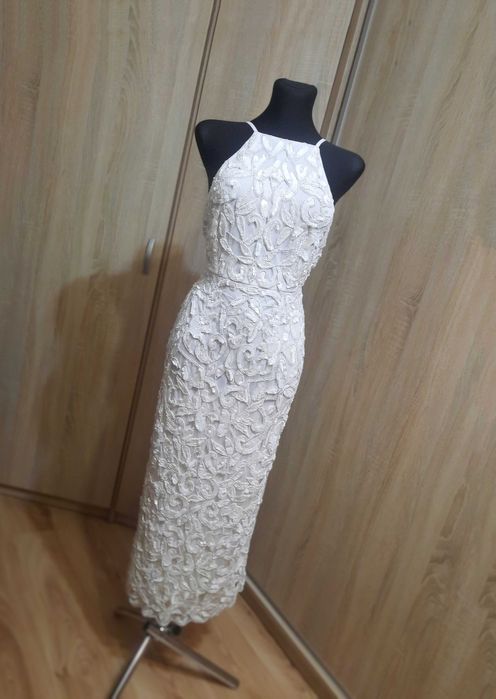 zdobiona cekinowa midi przyjęcie poprawiny przebranie ślub