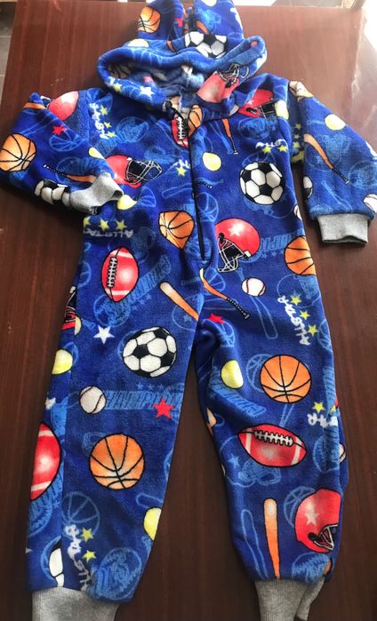 Ромпер дитячий махра з вушками 98р т. Синій , 98 р сердечки