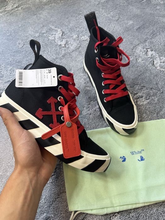 Оригінальні кеди Off White / оригинал кроссовки офф вайт vulcanized high / 39 розмір / чоловічі діночі офф вайт