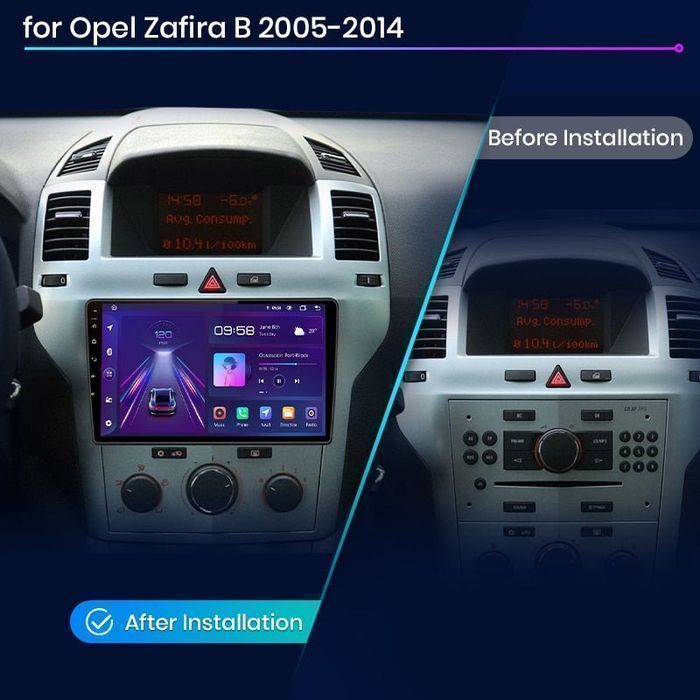 Opel Zafira B Astra H – Radio Android 15 9" CarPlay Android Auto 4GB/64GB GPS Nawigacja Stacja Multimedialna WiFi Bluetooth DSP 4G LTE PL