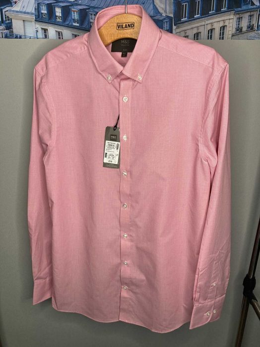 Рубашка M&S Collection Slim Fit — новая с бирками, британская классика по доступной цене!
