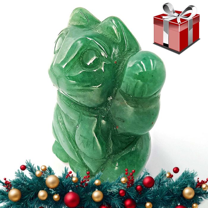 Maneki neko kamień kot witający figurka rzeźba netsuke szczęście