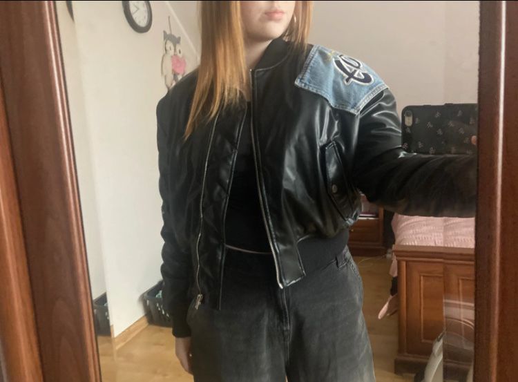 czarna black kurtka bomberka baggy vintage
