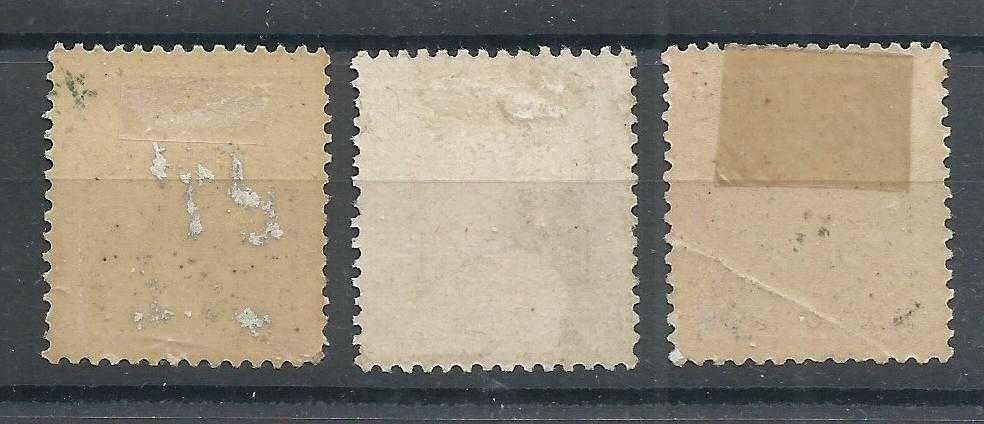 Selos portugueses – 3 selos Reis de D. Luís I. De frente, 5 reis