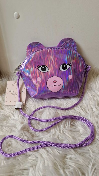 Torebka fioletowa kotek dla małej modnisi Nowa