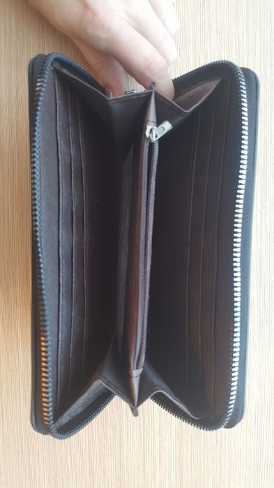 Portfel długi czarny kieszonki suwak duży