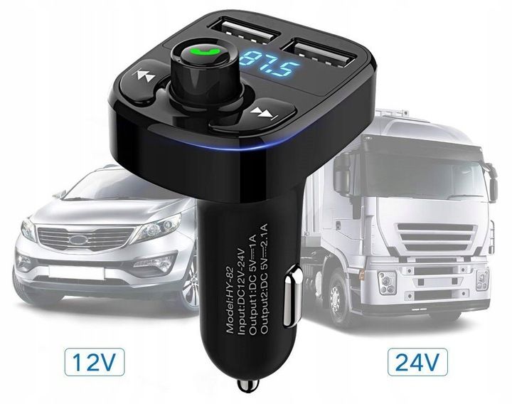 Transmiter samochodowy ładowarka bluetooth