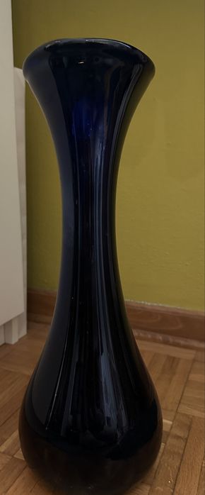 Wazon vintage  szklany niebieski 41 cm