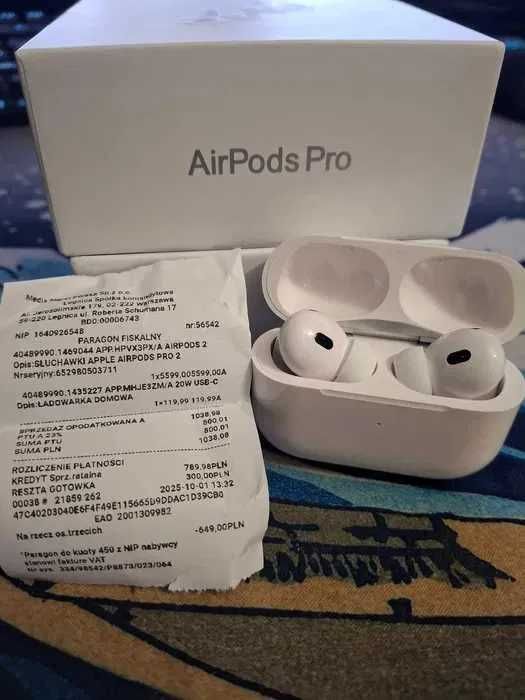 AirPods Pro 2 ANC, używane z paragonem fiskalnym