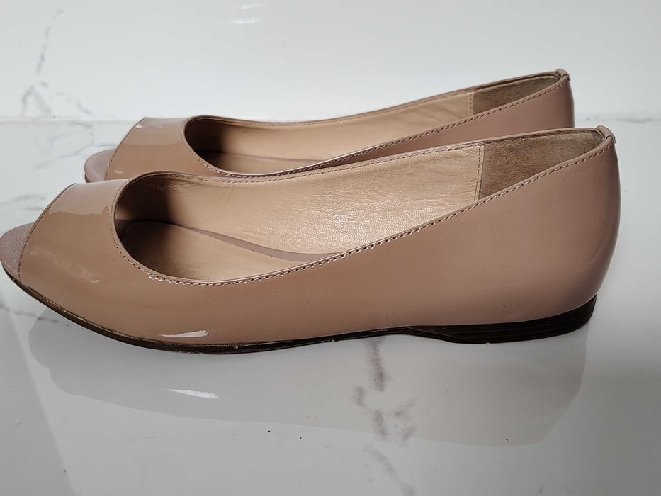 Baleriny Open Toe Prima Moda skórzane skóra Nowe 38 nude