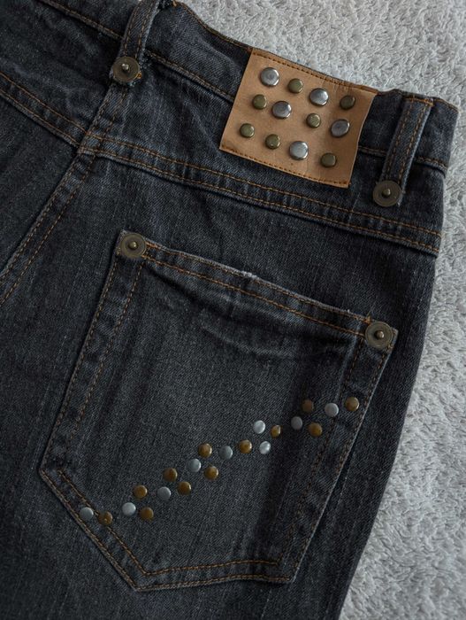 Nowe szare spodnie jeansowe jeansy z ćwiekami dżetami Pulcino 140