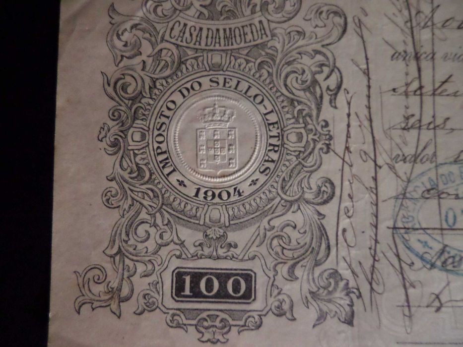 Documento com Selo de Imposto de Letras , Ano 1904