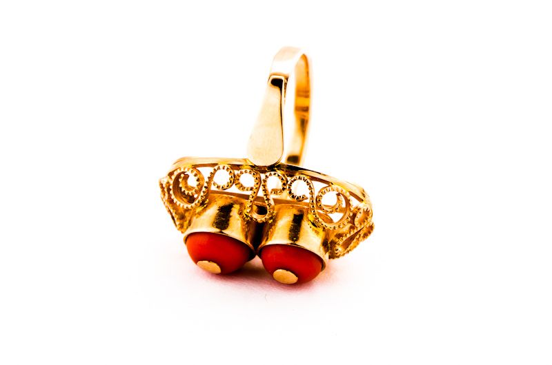 Stary Złoty Pierścionek - 14K - 7,37g - KORAL - PRL - KRAKÓW