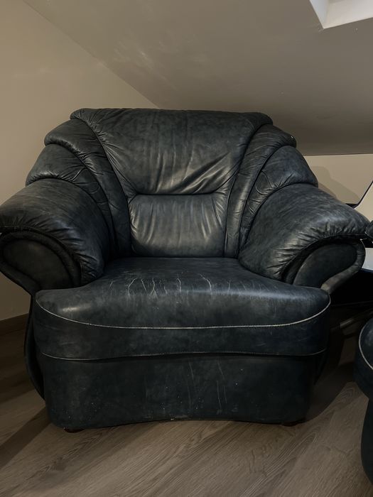 Sofás em Pele Azul Mármore