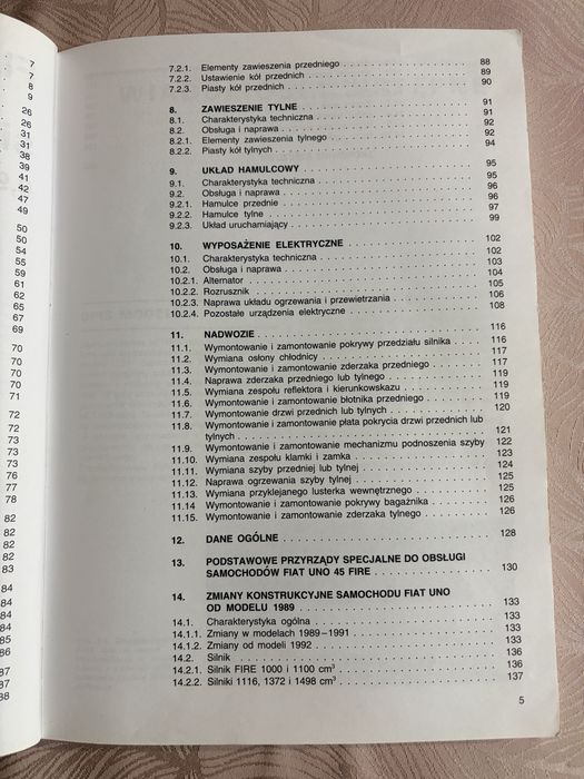 Fiat Uno Ksiazka napraw i regulacji WKŁ wydanie piąte