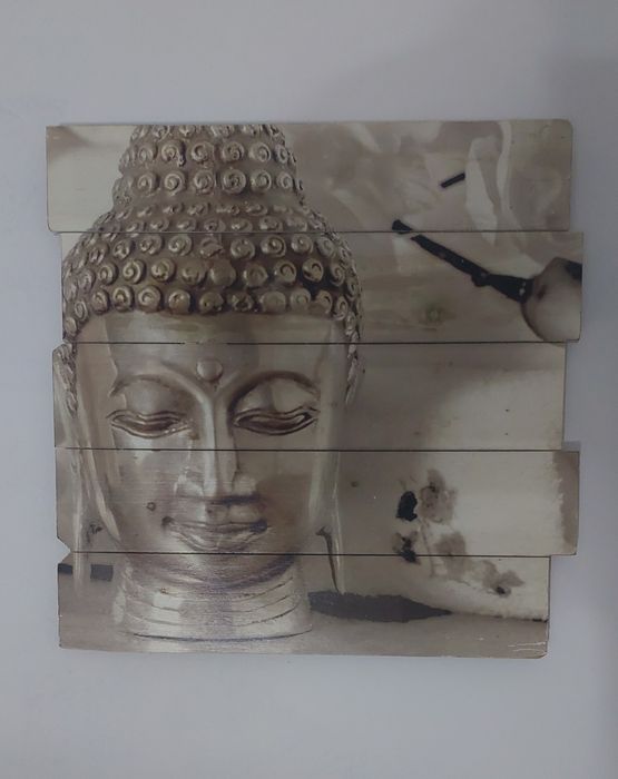Quadro Tela Buda/ Feng em madeira