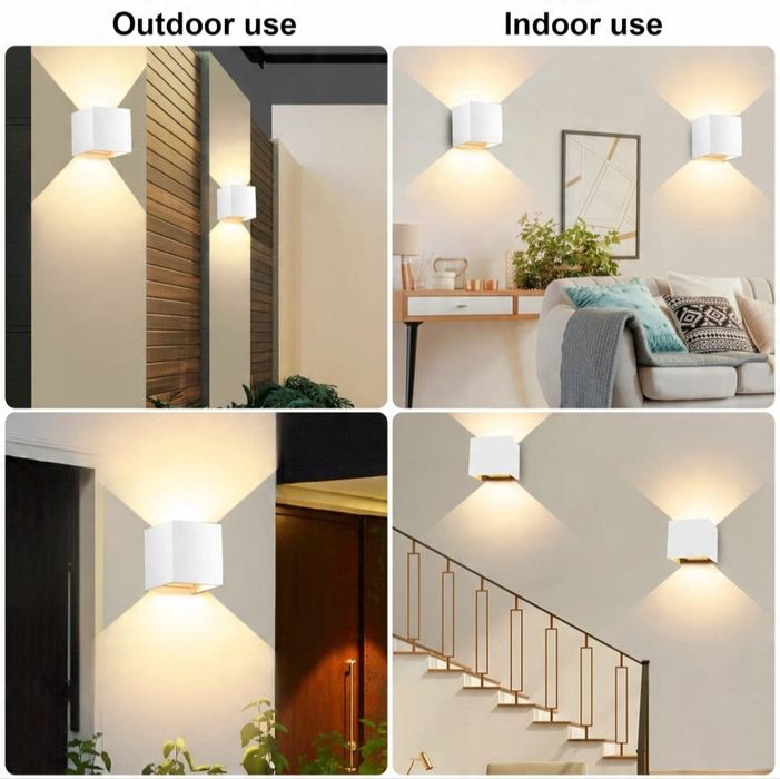 LEDMO 8 Sztuk 12W LED Lampy Ścienne Regulowany Kąt Biały 3000K IP65