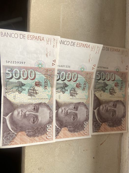 3 Notas 5000 Pesetas 1992