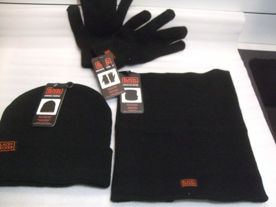 BLACK + DECKER FIRMOWY ZESTAW Zimowy. Czapka, Komin, Rękawiczki