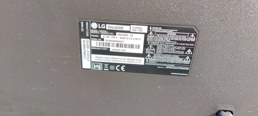 65 cali  telewizor LG 65UJ6309 4K SMART TV DVB-T2 HEVC