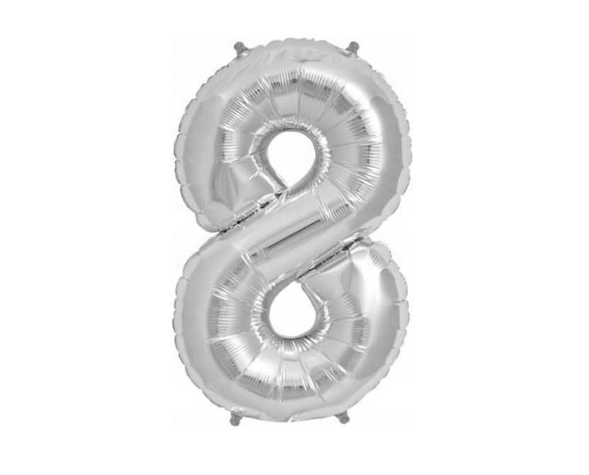 Balon foliowy cyfra 8 Srebrny ~ Kraków