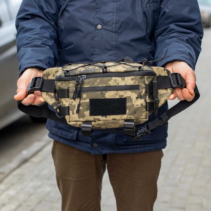 Тактична сумка бананка чоловіча поясна на груди TACTIC-1 ПІКСЕЛЬ
