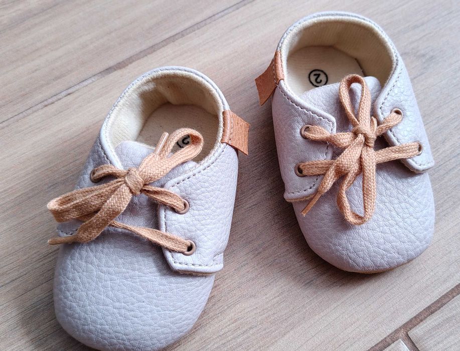 Buty beżowe chłopięce My baby rozmiar 2 idealne na chrzest