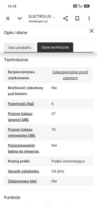 Pralka Electrolux
