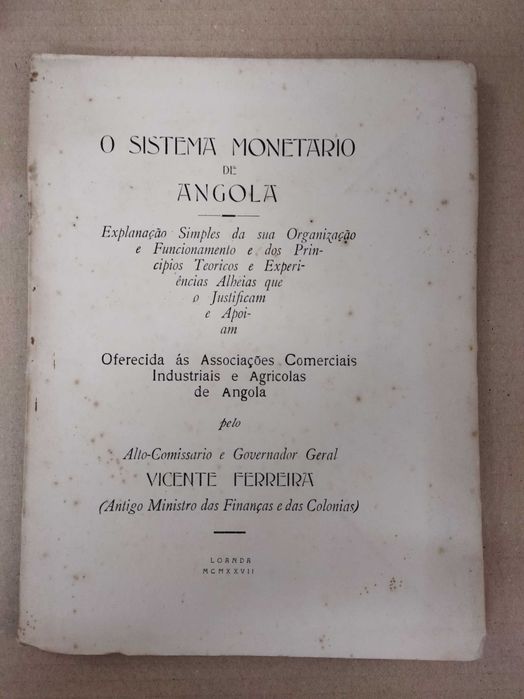 O Sistema Monetário de Angola edição 1927