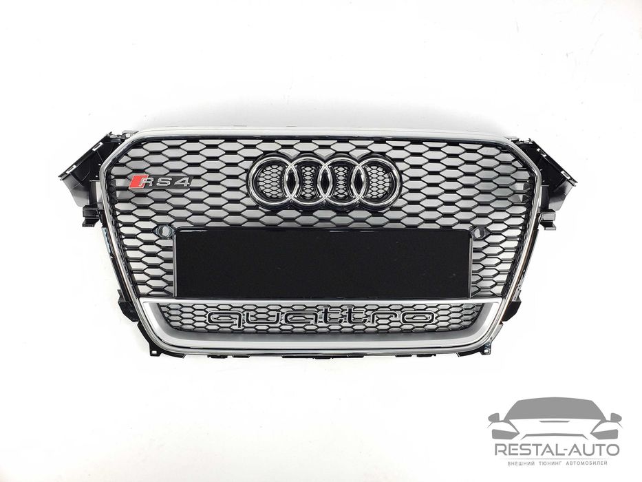 Решетка радиатора Audi A4 2011-2015год Черная с хромом QUATTRO (RS)