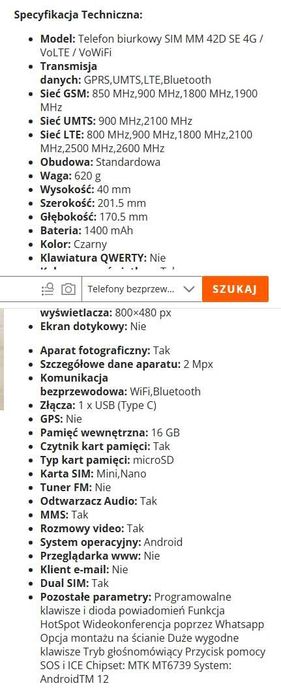 Sprzedam telefon stacjonarny MAXCOM MM42D