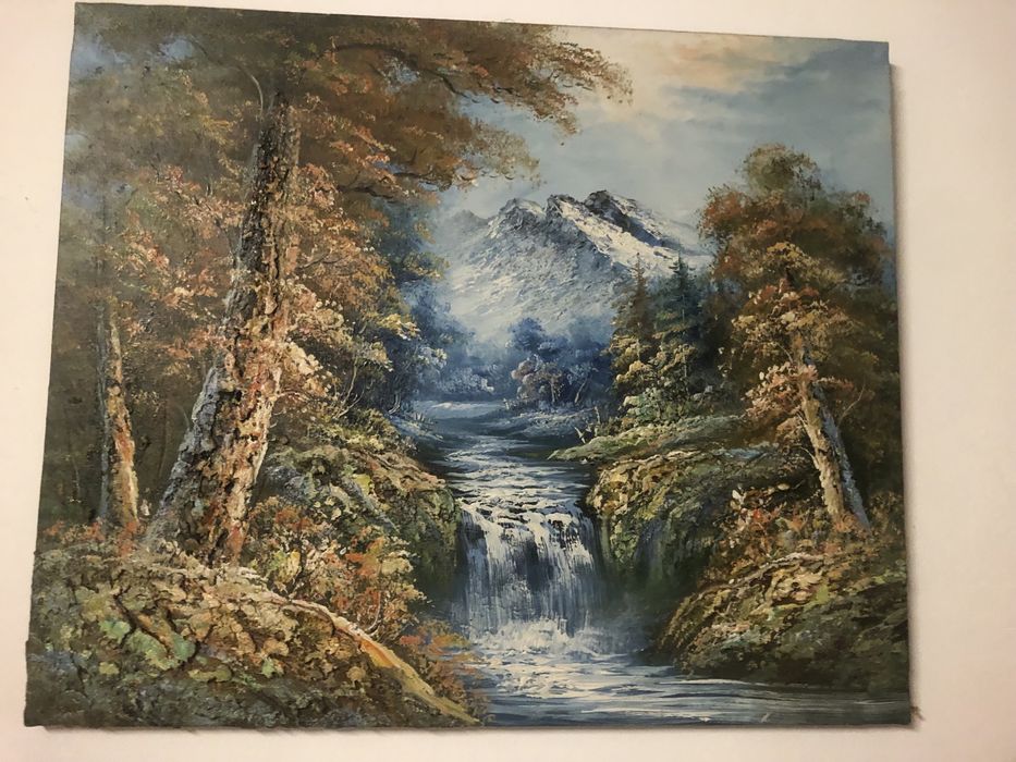 Quadro em tela pintada com relevo