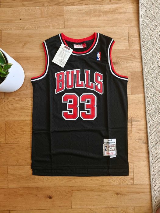 Scottie Pippen jersey L NBA Chicago Bulls czarna koszulka Mitchell Ness nowa sportowa koszykarska jordan rodman