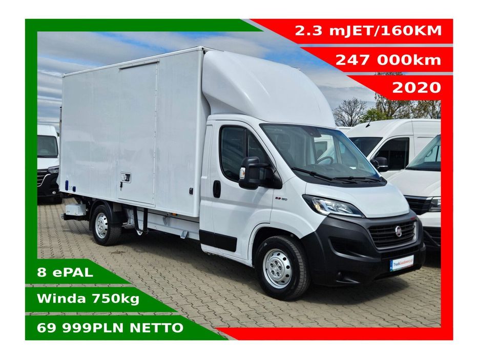 Fiat Ducato Kontener 8 ePAL *69999zł NETTO* 2.3 mJET/160KM  Winda 750kg, Klimatyzacja, Tempomat, Grzane siedzenie kierowcy Webasto